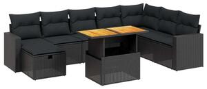 VidaXL Polyrattan Kerti Ülőgarnitúra - 9 részes - Fekete
