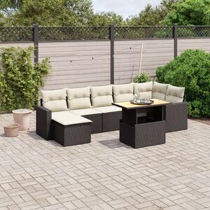 VidaXL Polyrattan Kerti Ülőgarnitúra - 8 részes - Fekete