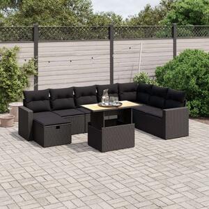 VidaXL Polyrattan Kerti Ülőgarnitúra - 9 részes - Fekete