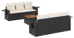 VidaXL Polyrattan Kerti Ülőgarnitúra - 7 részes - Fekete