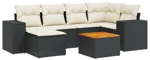 VidaXL Polyrattan Kerti Ülőgarnitúra - 7 részes - Fekete