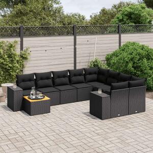 VidaXL Polyrattan Kerti Ülőgarnitúra - 10 részes - Fekete