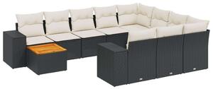 VidaXL Polyrattan Kerti Ülőgarnitúra - 11 részes - Fekete
