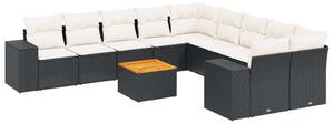 VidaXL Polyrattan Kerti Ülőgarnitúra - 11 részes - Fekete