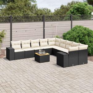 VidaXL Polyrattan Kerti Ülőgarnitúra - 11 részes - Fekete