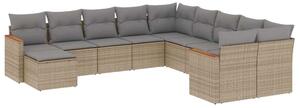 VidaXL Polyrattan Kerti Ülőgarnitúra - 11 részes - Bézs