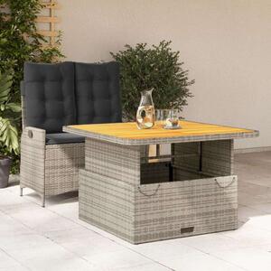 VidaXL 2 részes szürke polyrattan kerti étkezőgarnitúra párnákkal