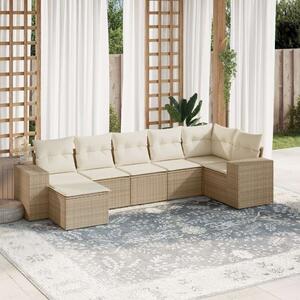 VidaXL Polyrattan Kerti Ülőgarnitúra - 7 részes - Bézs