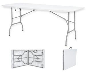 Összecsukható 240x74x74cm kemping asztal, kerti asztal fehér (KL-Z240A)