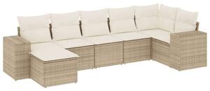 VidaXL Polyrattan Kerti Ülőgarnitúra - 7 részes - Bézs