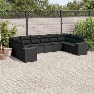 VidaXL Polyrattan Kerti Ülőgarnitúra - 10 részes - Fekete