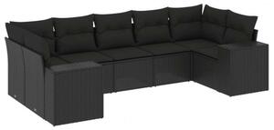 VidaXL Polyrattan Kerti Ülőgarnitúra - 7 részes - Fekete