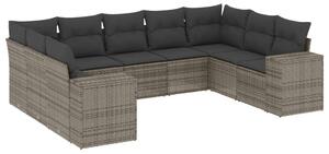 VidaXL Polyrattan Kerti Ülőgarnitúra - 9 részes - Szürke
