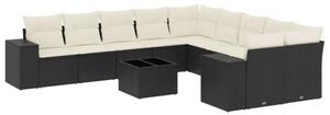 VidaXL Polyrattan Kerti Ülőgarnitúra - 11 részes - Fekete