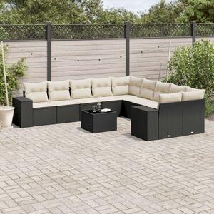 VidaXL Polyrattan Kerti Ülőgarnitúra - 11 részes - Fekete