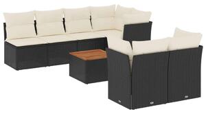 VidaXL 6 részes fekete polyrattan kerti ülőgarnitúra párnákkal