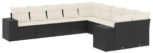 VidaXL Polyrattan Kerti Ülőgarnitúra - 10 részes - Fekete
