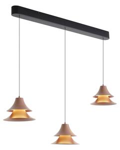 Fekete függőlámpa mokkaszínnel, LED-del, 3 lépésben dimmelhető, 3 izzós, Easylift - Witch