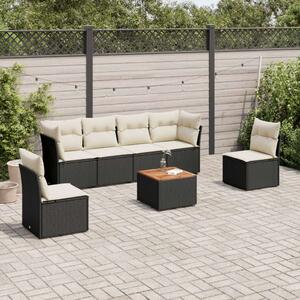 VidaXL Polyrattan Kerti Ülőgarnitúra - 7 részes - Fekete