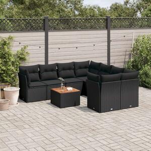 VidaXL Polyrattan Kerti Ülőgarnitúra - 9 részes - Fekete