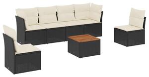 VidaXL Polyrattan Kerti Ülőgarnitúra - 7 részes - Fekete