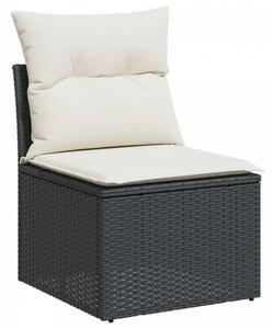 VidaXL 9 részes fekete polyrattan kerti ülőgarnitúra párnákkal