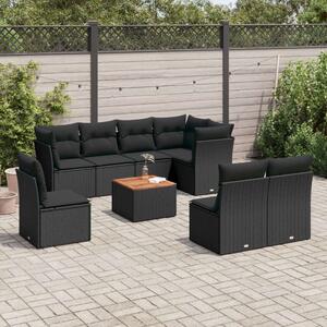 VidaXL Polyrattan Kerti Ülőgarnitúra - 9 részes - Fekete