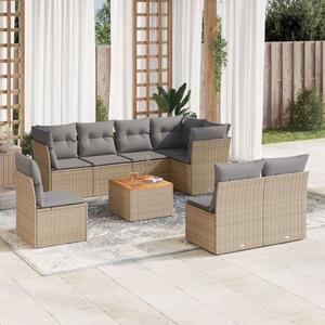 VidaXL Polyrattan Kerti Ülőgarnitúra - 9 részes, Bézs