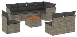 VidaXL Polyrattan Kerti Ülőgarnitúra - 9 részes - Szürke