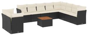 VidaXL Polyrattan Kerti Ülőgarnitúra - 11 részes - Fekete