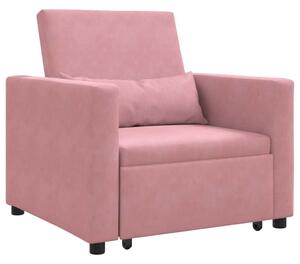 VidaXL Egyszemélyes kanapéágy light pink 90 x 165 x 87 cm Bársony