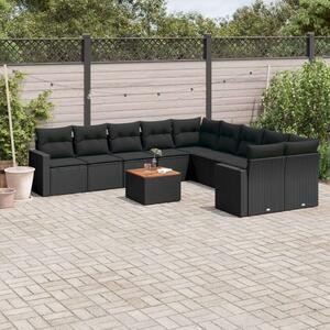 VidaXL Polyrattan Kerti Ülőgarnitúra - 11 részes - Fekete