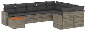Polyrattan Kerti Ülőgarnitúra - 10 részes - Szürke