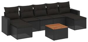 Polyrattan Kerti Ülőgarnitúra - 8 részes - Fekete