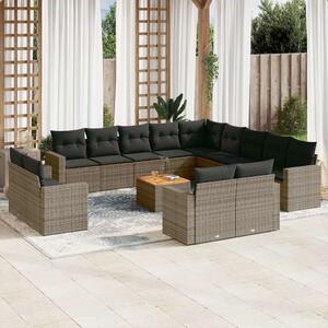 Polyrattan Kerti Ülőgarnitúra - 14 részes - Szürke