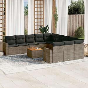 VidaXL Polyrattan Kerti Ülőgarnitúra - 12 részes - Szürke