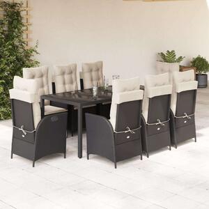 VidaXL Polyrattan Kerti Étkezőgarnitúra - 9 részes - Fekete