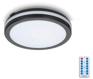 Kobi LED Fürdőszobai mennyezeti lámpa érzékelővel LED/12W/230V átm. 20 cm fekete + távirányító KB0346