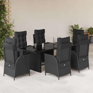 VidaXL Polyrattan Kerti Étkezőgarnitúra - 7 részes - Fekete