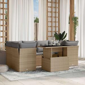 VidaXL Polyrattan Kerti Ülőgarnitúra - 7 részes - Bézs