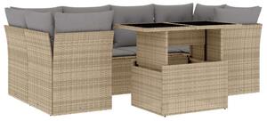VidaXL Polyrattan Kerti Ülőgarnitúra - 7 részes - Bézs