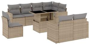 VidaXL Polyrattan Kerti Ülőgarnitúra - 9 részes - Bézs