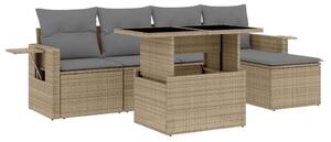 Polyrattan Kerti Ülőgarnitúra - 6 részes - Bézs