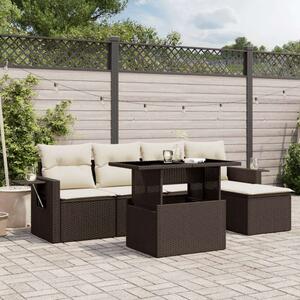 Polyrattan Kerti Ülőgarnitúra - 6 részes - Barna
