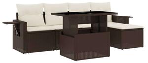 Polyrattan Kerti Ülőgarnitúra - 6 részes - Barna