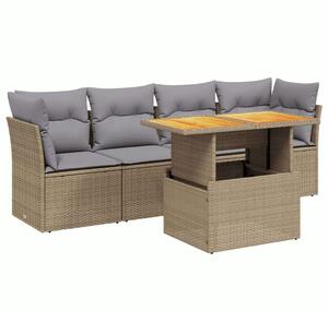 VidaXL 5 részes Polyrattan Kerti Ülőgarnitúra - Bézs