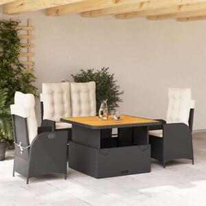 VidaXL Polyrattan Kerti Étkezőgarnitúra - 4 részes - Fekete
