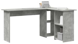 VidaXL Asztal polcokkal Beton szürke 142 x 102 x 73 cm Faanyag