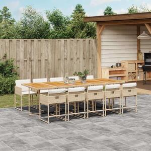 VidaXL Polyrattan Kerti Étkezőgarnitúra - 11 részes - Bézs