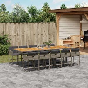 VidaXL 11 részes szürke polyrattan kerti ülőgarnitúra párnákkal